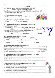 English Worksheet: a short quiz