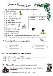 English Worksheet: Common Superstitions