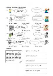 English Worksheet: CHOOSE THE CORRCET RESPONSES