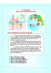 English Worksheet: AT THE BEACH