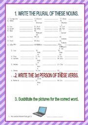English Worksheet: -S, -ES, -VES or -IES