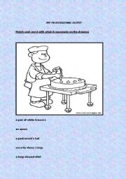 English worksheet: Pastrycook:professional outfit