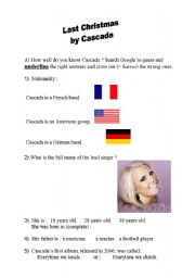 English Worksheet: Last Christmas song video work