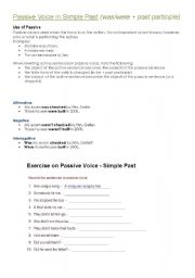 English worksheet: Past Simple Passive Voice
