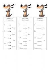 English Worksheet: personal pronoun bookmarks