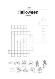 English Worksheet: halloween crossword