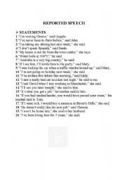 English worksheet: reported speech