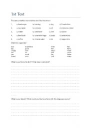 English worksheet: Catering test
