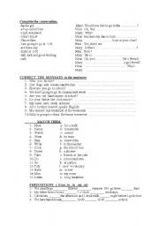 English worksheet: conversation,vocabulary