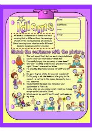 English Worksheet: 2 ws idioms plus key