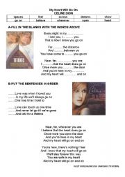 English Worksheet: Celine Dion-My heart will go on