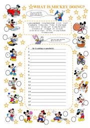 English Worksheet: what is mickey doing