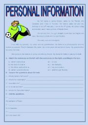 English Worksheet: Personal information