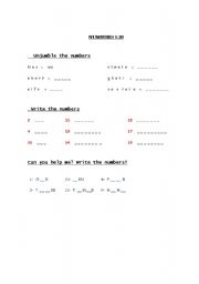 English worksheet: Numbers