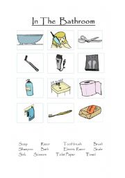 English worksheet: in the bathroom