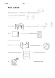 English worksheet: living and bedroom furniture