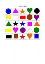 shapes and colors bingo cards