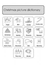 English Worksheet: Christmas picture dictionary