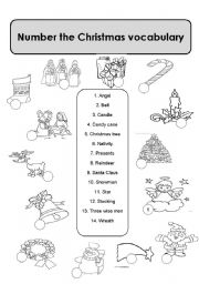 English Worksheet: Number the Christmas vocabulary