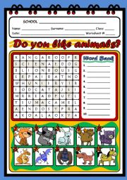 English Worksheet: DO YOU LIKE ANIMALS?