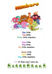 English worksheet: Teaching numbers to kids through an enjoyable song