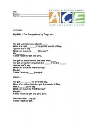 English worksheet: My girl