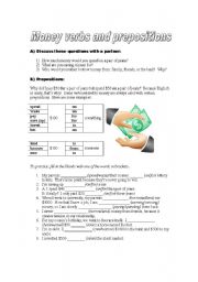 English Worksheet: Money Verbs and Prepositions