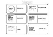 English Worksheet: Skeletal System Domino 1