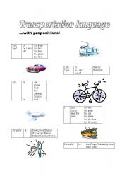Transportation Language: Prepositions