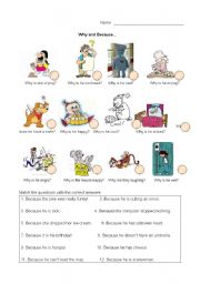 English Worksheet: Why and Because