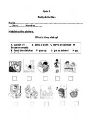 English Worksheet: daily activities