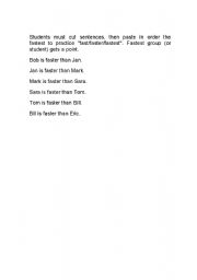 English Worksheet: Fastest Game