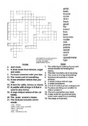 English worksheet: crossword