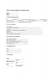 English worksheet: TEST  NEW HEADWAY ELEMENTARY