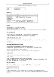 English Worksheet: Roald Dahl Webquest ANSWERS for TEACHERS