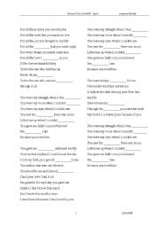 English worksheet: song: because you loved me