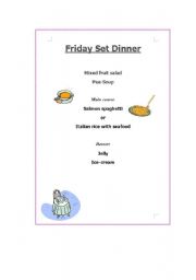 English worksheet: order for yourself a yummy dinner