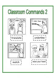 English Worksheet: Classroom Commands 2