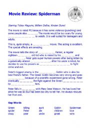 Spiderman Movie Worksheets