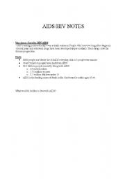 English Worksheet: Notes on HIV/AIDS