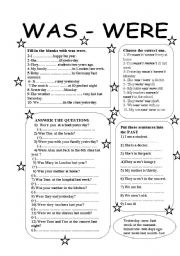 English Worksheet: was-were