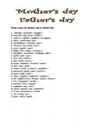 English Worksheet: mothers day and fathers day 