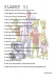 English Worksheet: PLANET 51