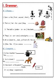 English Worksheet: Grammar Points