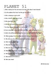 English Worksheet: PLANET 51 30 TO 60 MINUTES