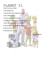 English Worksheet: PLANET 51 60 MINUTES TO THE END