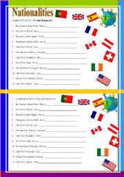 English Worksheet: Nationalities and countries