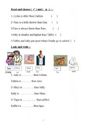 English worksheet: coparison