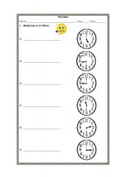 English worksheet: What time is it?