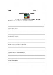 English Worksheet: Descriptive Writing Prompt